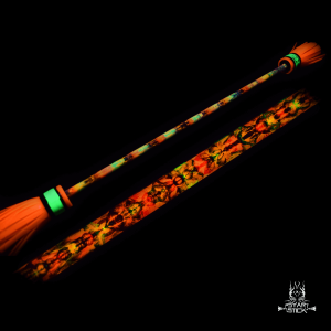 Orange base, black, green and red